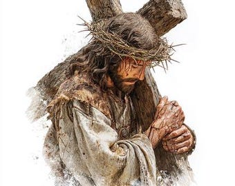 8 Clipart di Gesù Cristo acquerello stampabile Gesù che porta la croce Clipart di Gesù pasquale PNG di alta qualità Artigianato di carta Diari spazzatura Stampa