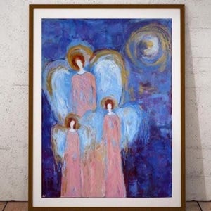 Guardian Angel Picture Angel of God Printable Angel with Child for Kids Nursery Baptism Gift Religious Wall Art 1st Communion for Girls Boys