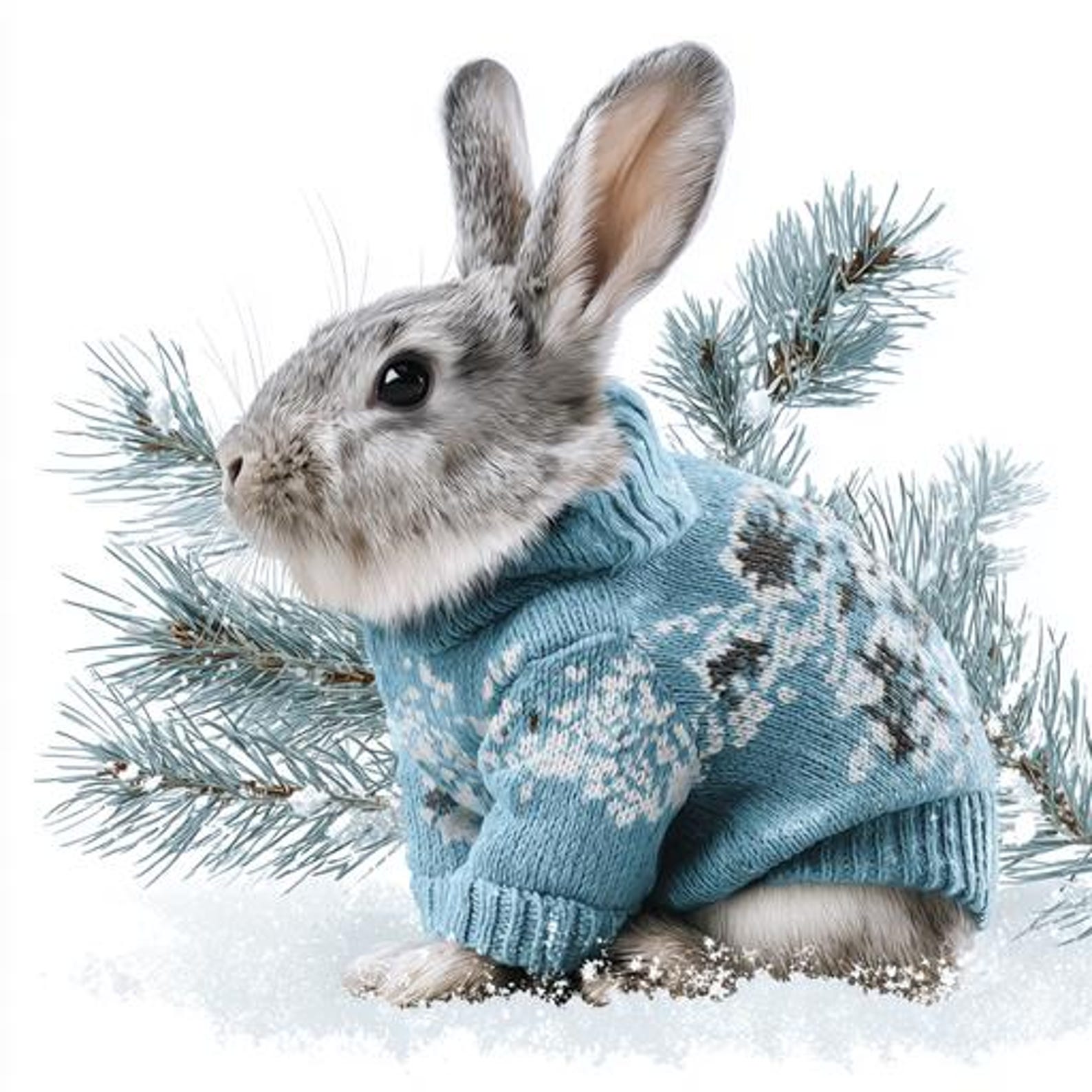8 Snowy Rabbit Clipart, Winter Bunny, Forest Animals, Watercolor ...