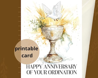 Priest Ordination Anniversary Card, Gift for Priest Father Catholic Deacon Bishop Digital, Thank You To Priest Instant Download, Printable
