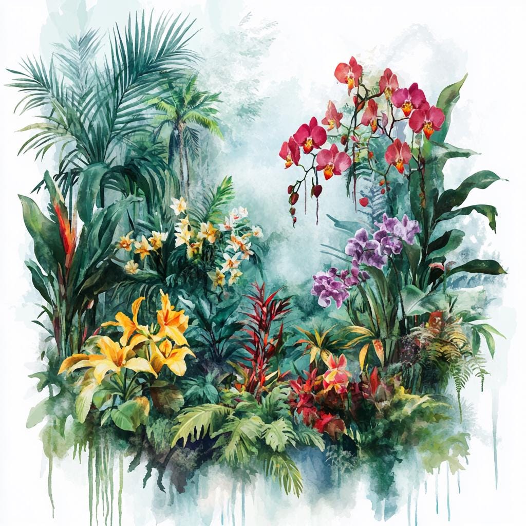 8 Tropical Clipart Rainforest Clip Art Jungle Clipart Watercolor ...