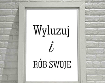 Keep Calm and Carry On Poster in Polish Poland Gift Keep Calm Wall Art Inspirational Polish Poster Home Decor Polish Sayings Polish Quotes