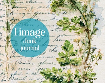 Herbarium Pages, Herbal Plants Junk Journal Paper, 1 SINGLE IMAGE, Scrapbook Watercolor Clipart, Old Vintage Paper Handwritten Letter