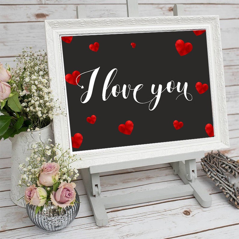 Black Background Print I Love You Wall Art Love Printable I Etsy