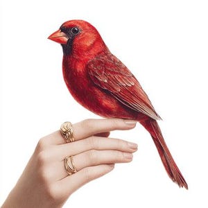 8 Hand with Cardinal I Sparrow Clipart Red Brown Birds Clipart Card Making Watercolor Printable Paper Crafts Junk Journals Digital Download