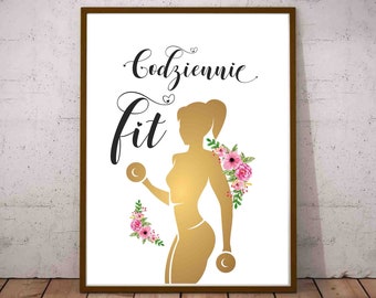 Poster fitness Po polsku polonais studio d'affiche imprimable en polonais Sport motivant Codziennie fit po polsku polonais cadeau de Pologne