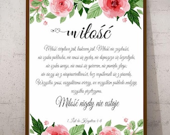 Polnische religiöse Wand-Kunst-katholischer Bibel-Vers Polen Digitales Poster-Geschenk für Oma-Großvater-Babcia-Dziadek-Priester-Kinderzimmer-Kind