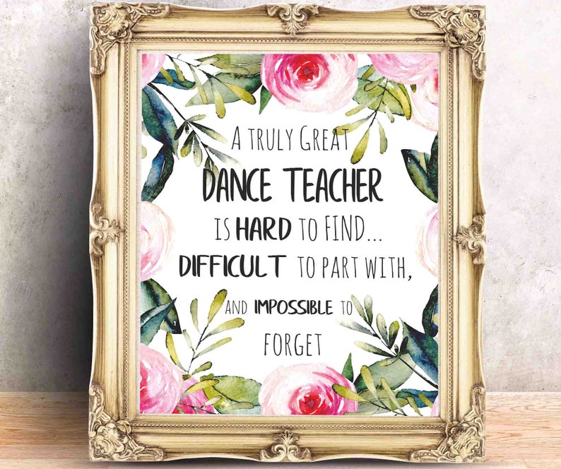 Dance Teacher Printable Gift Teacher Thank You Dance Teacher - Etsy