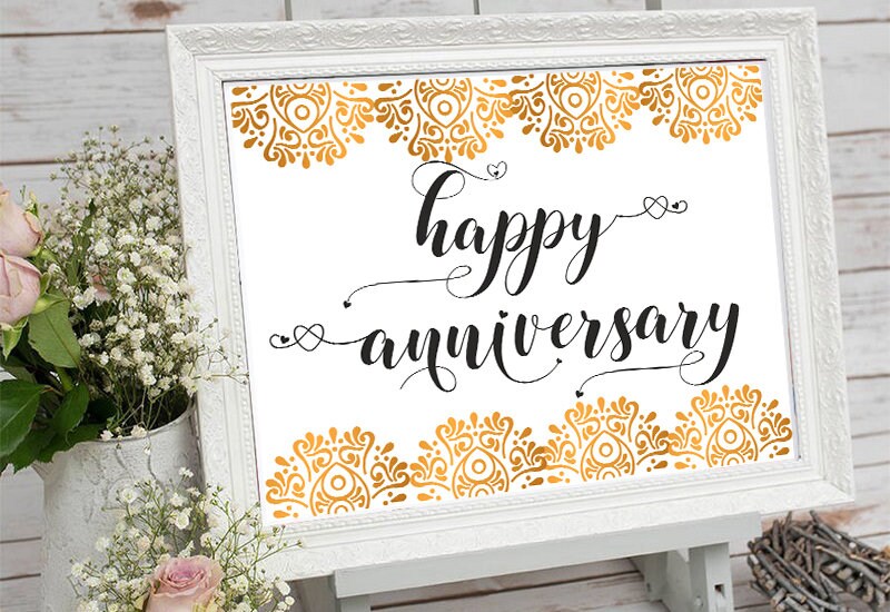 Happy Anniversary Printable Anniversary Black and White - Etsy
