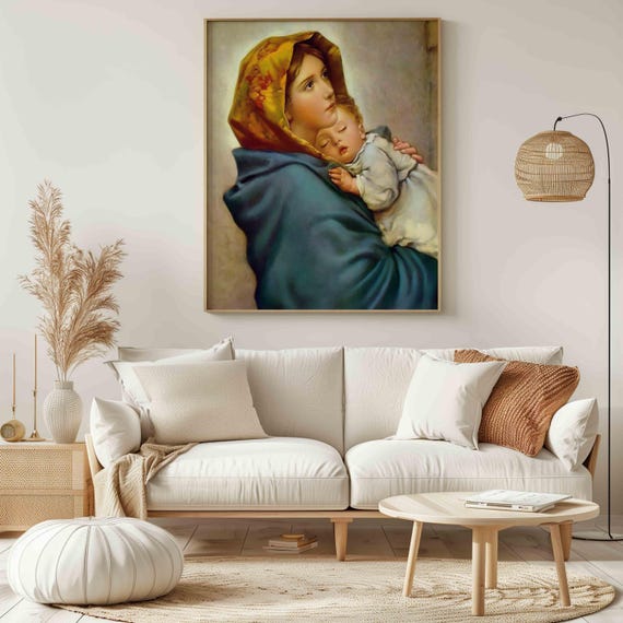 Madonna and Child by Roberto Ferruzzi Traditional Print Our Lady