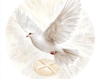 10 Holy Spirit Dove Birds Clipart Digital Download Watercolor Confirmation Art Pentecost Printable Card Making Paper Crafts Junk Journals