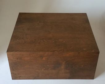 Wooden Box Display Stand Table Centerpiece Riser Box Plinth Wedding Decoration Jewelry Pedestal (12"x 12"x 6" Riser.  Stained Dark Walnut)