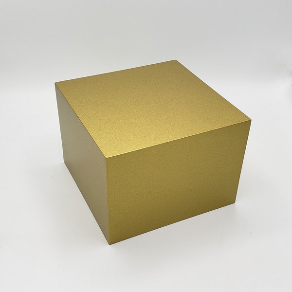 Gold Display Riser Plinth 8"x 8"x 7" Trophy Award Jewelry Desk Pedestal Step Box (8x8x7 Display Riser.  Painted Gold Metallic)