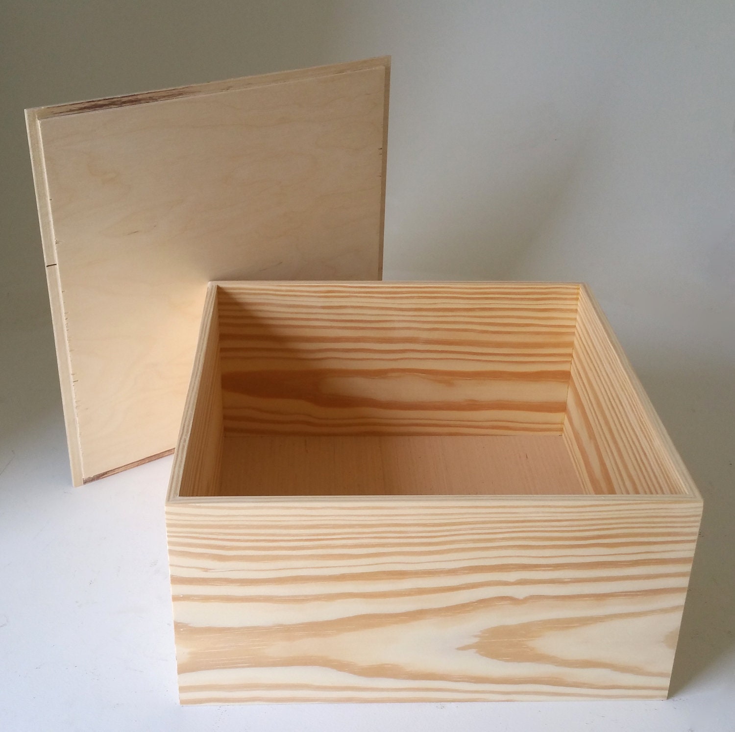 Box With Lid 10 x 10 x 6 Wooden Pine Box Memorial Etsy