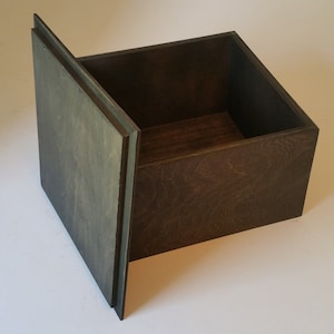 Wood Box With Lid 10x10x6 Black Onyx Stain Rustic Box Groomsman Gift Storage (10"x 10"x 6" box with lid.  Stained Black Onyx)