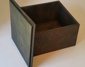 Wood Box With Lid 10x10x6 Black Onyx Stain Rustic Box Groomsman Gift Storage (10"x 10"x 6" box with lid.  Stained Black Onyx)