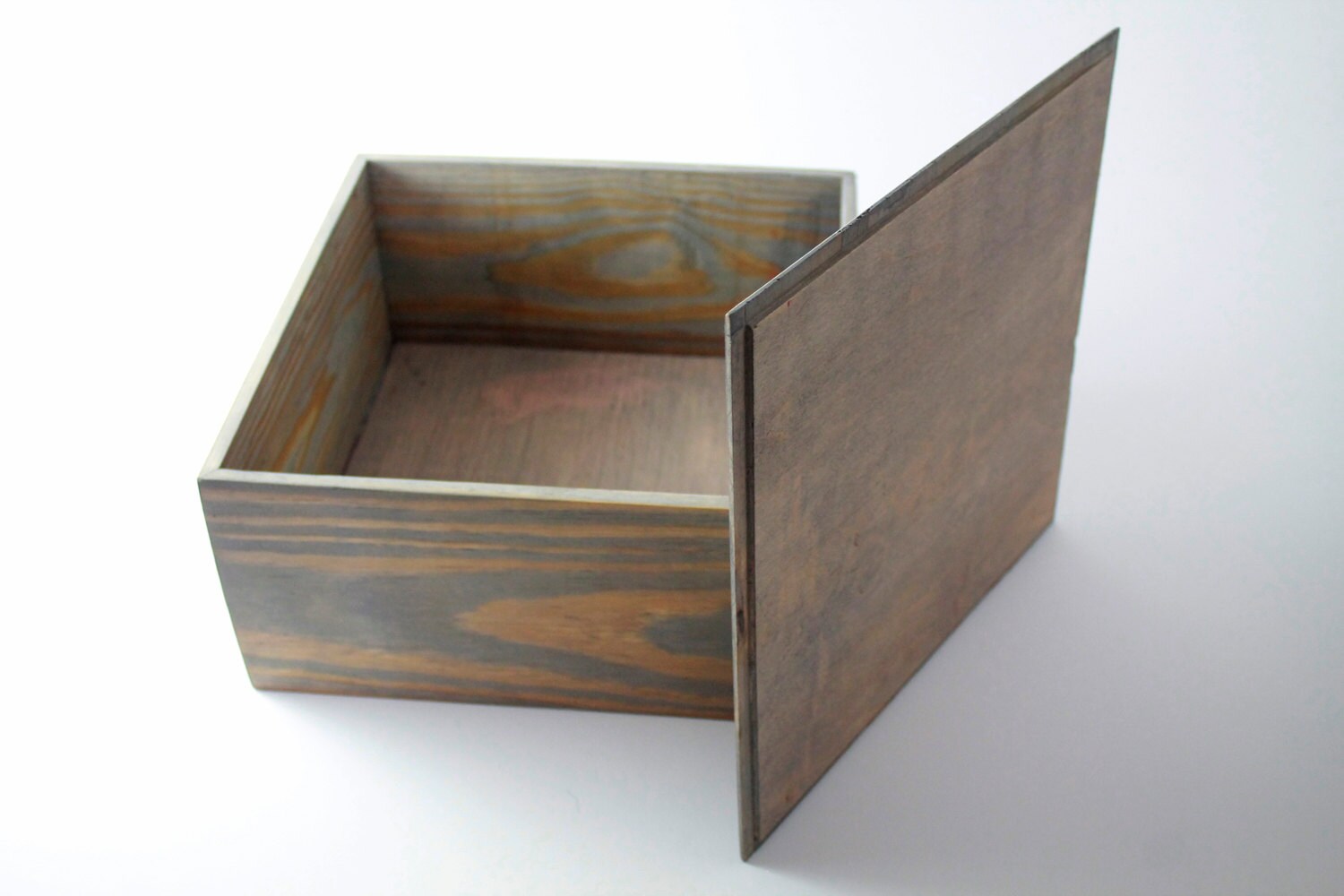 Wood Box With Lid 12x12x6 Classic Gray Stain Rustic Box Groomsman Gift