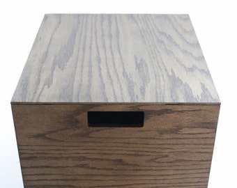 Wood Box With Handles And Lid 17"x 15"x 11" Storage Organizer Toy Box Tool Box Junk Bin(17x15x11 Box With Lid/Handles. Stained Dark Walnut)