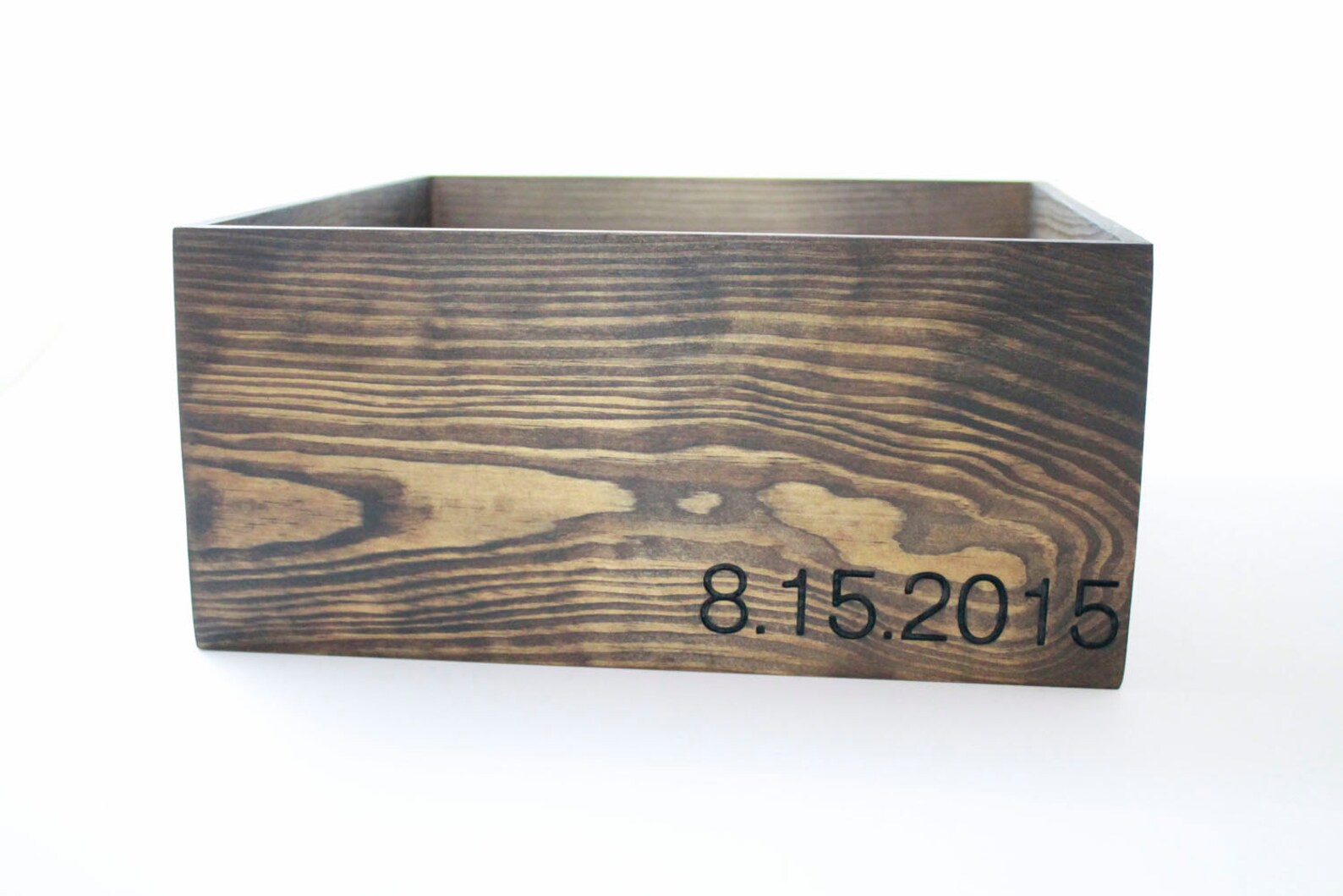 Wood Box With Date Engraved and Lid 12x 12x Etsy