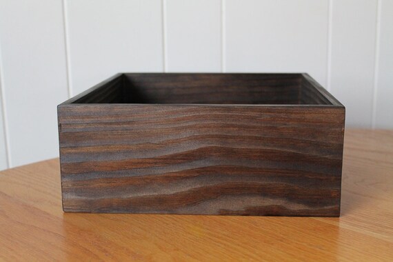Stained Dark Walnut 10 x 5 x 5 Wood Box For Wedding Centerpieces Or Home Decor