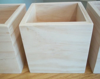 5 x 5 x 5" Wooden Box Flower Box Organizer Storage Wedding Centerpiece Planter Candle Holder (5"x 5"x 5" Box)