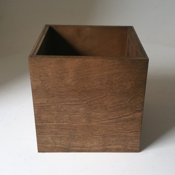 8 x 8 x 8" Brown Wood Box Wedding Decor Centerpiece Boxes Storage Organization. (8x8x8 box. Dark Walnut)