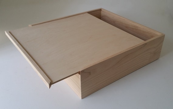 Sliding Lid Wood Box 13 X 13 X 4 Keepsake Trinket Box Jewelry. 13x13x4  Sliding Lid Box. Unfinished 