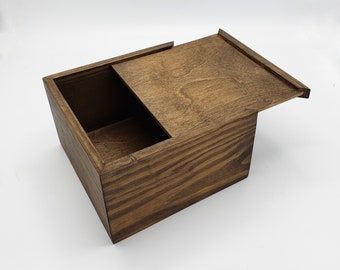 Sliding Lid Box 6 x 6 x 4" Gift Boxes Advertising Merchandising Jewelry Storage. (6x6x4 Sliding Lid Box.  Stained Dark Walnut