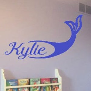 Cola de sirena con nombre personalizado. Calcomanía de pared de vinilo. Calcomanías de sirena