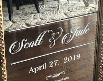 Welcome To The Wedding Of. Vinyl Decals For Mirrors, Walls, Chalkboards. Wedding Decals. Wedding Decorations. Custom Decals.