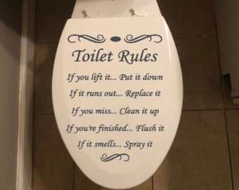 Toilet Rules Vinyl Decal - Bathroom Decor