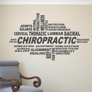 Chiropraktik-Collage. Vinyl-Wandtattoo. Business Aufkleber