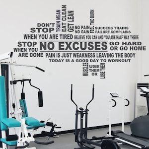 Workout Collage Home Gym Fitness Center Exercise Room Inspirational Quotes Vinyl Wall Decal Gym Decal Fitness Collage Fitness Journey