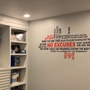 Workout Collage. Inspirational Quotes. Vinyl Wall Decal. Gym Decal. Fitness Collage.