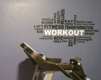 Calcomanía de entrenamiento, decoración motivacional, calcomanía de gimnasio, gimnasio en casa, espacio de entrenamiento, sala de ejercicios, calcomanía grande, calcomanías de pared de vinilo para fitness y ejercicio