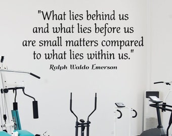 What lies behind us and what lies before us are small matters compared to what lies within us. Vinyl Wall Decal