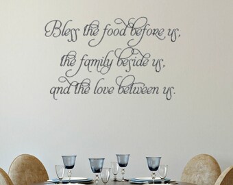 Bless the Food Vinyl Wall Decal, Family Love Quote