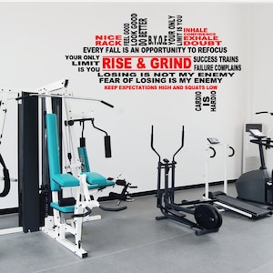 Workout Collage. Inspirational Quotes. Vinyl Wall Decal. Gym Decal. Fitness Collage.
