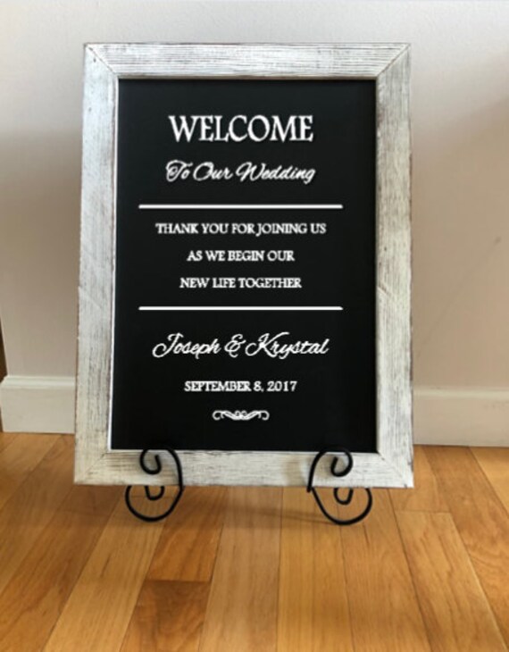 Welcome to our Wedding. Thank you for joining us. As we begin our new life together. Wedding Decal. Mirror Decal. Window Decal.
