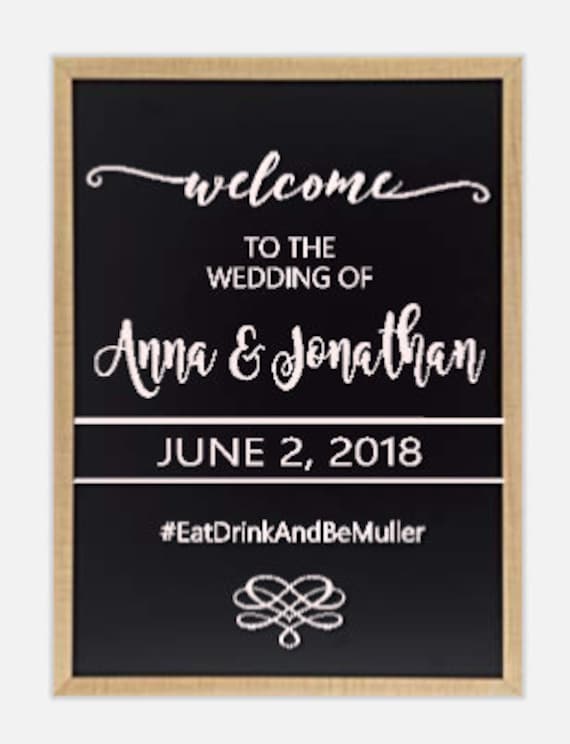 Welcome To The Wedding of.  Vinyl Decal for mirrors, chalkboards, windows and walls. Wedding Decals.
