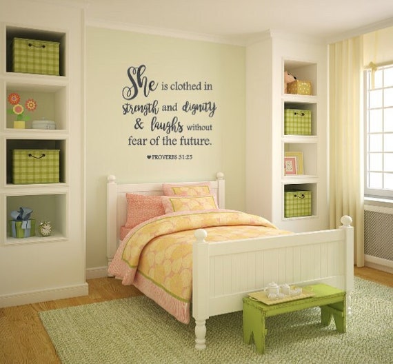 Proverbs 31:25 Wall Decal – Strength and Dignity Quote