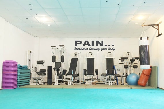 Motivational Fitness Wall Decal: Pain... Weakness Leaving Your Body (Matte Vinyl)