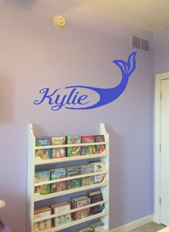Mermaid tail with custom name. Vinyl Wall Decal. Mermaid Decals