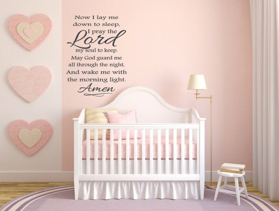 Sleep Prayer Wall Decal, Matte Finish, Nursery Scripture, Custom Sizing