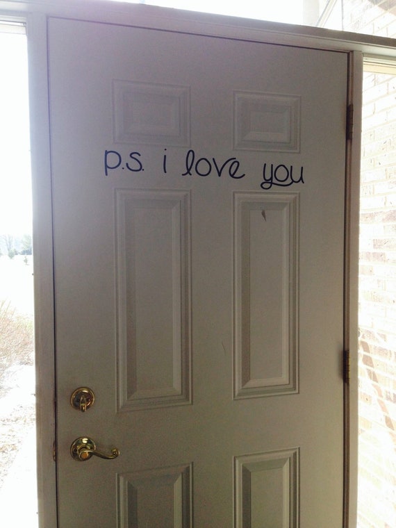 P.S. I Love You Door Decal – Interior Vinyl Wall Sticker (Custom Sizing)