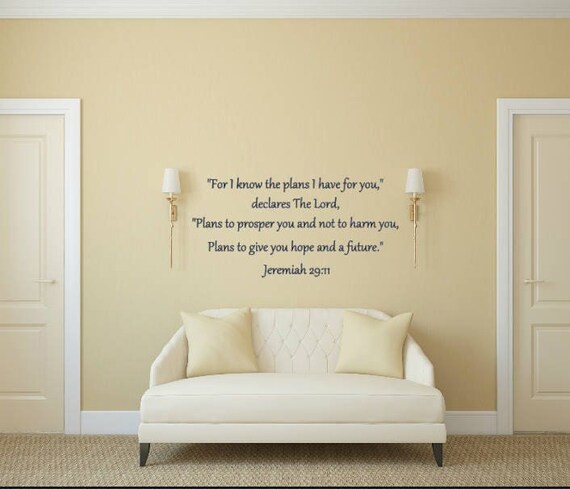 Jeremiah 29:11 Scripture Wall Decal, Matte Finish Vinyl Quote