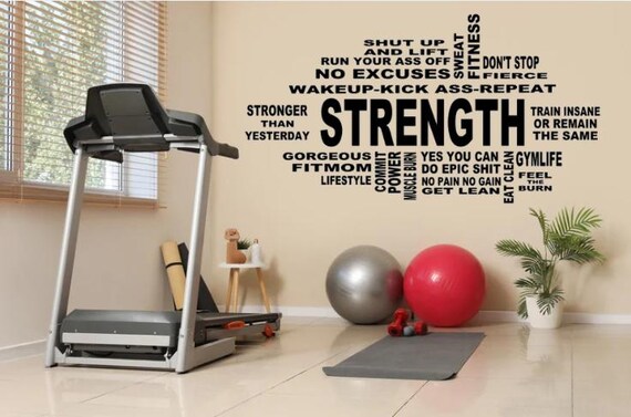 Workout Collage. Inspirational Words. Vinyl Wall Decal