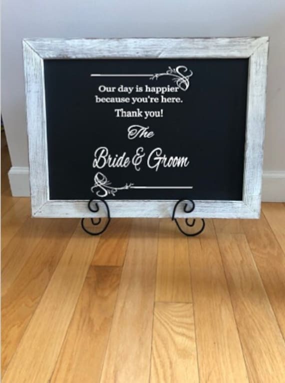 Wedding Thank You Decal: Our Day is Happier Because You're Here (Matte Vinyl)