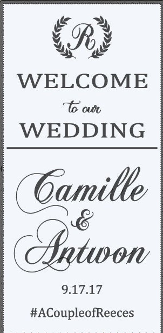 Welcome to our wedding. Custom wedding decal. Wedding sign.  Bride and Groom. Name. Wedding date. Add to windows, mirrors, or chalkboards.