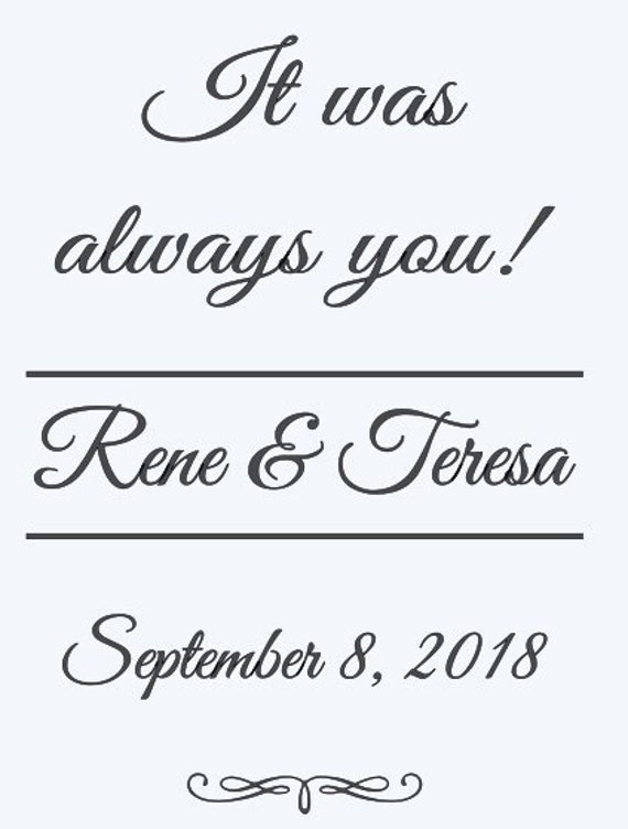 Custom Wedding Decal, Matte Vinyl, Mirror, Window, Chalkboard
